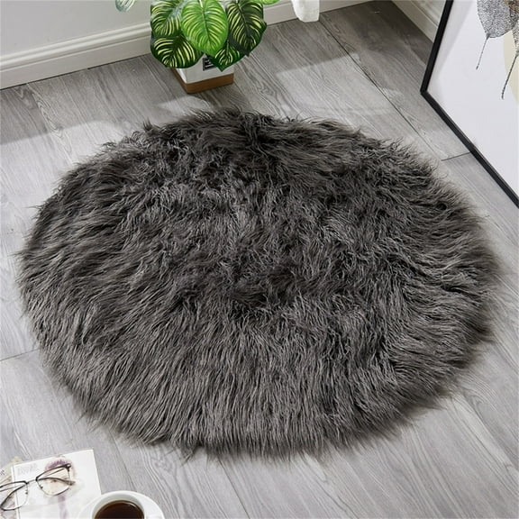 IOTdou Circle Rug, Round Carpet, Round Entryway Rug, 11.8 Inch Round Rug, Soft Washable Fuzzy Rug for Home, Office, Fluffy Fuzzy Bedroom Carpet, Small Round Area Rug, Washable Circle Rug