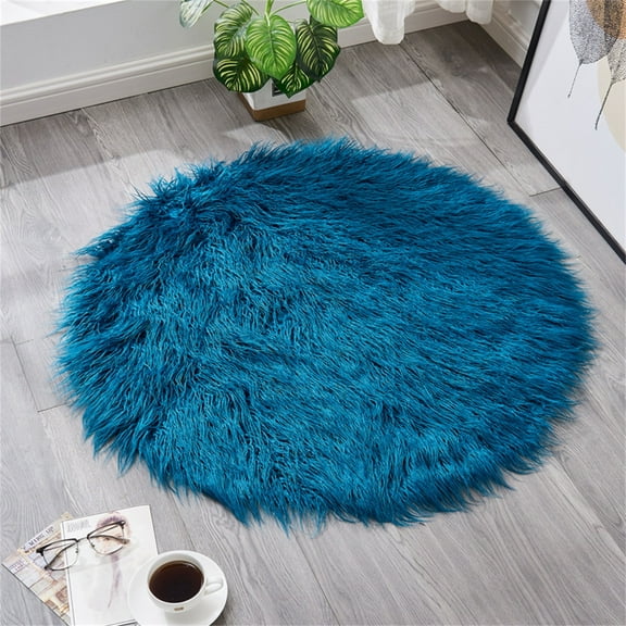 IOTdou Circle Rug, Round Carpet, Round Entryway Rug, 11.8 Inch Round Rug, Soft Washable Fuzzy Rug for Home, Office, Fluffy Fuzzy Bedroom Carpet, Small Round Area Rug, Washable Circle Rug