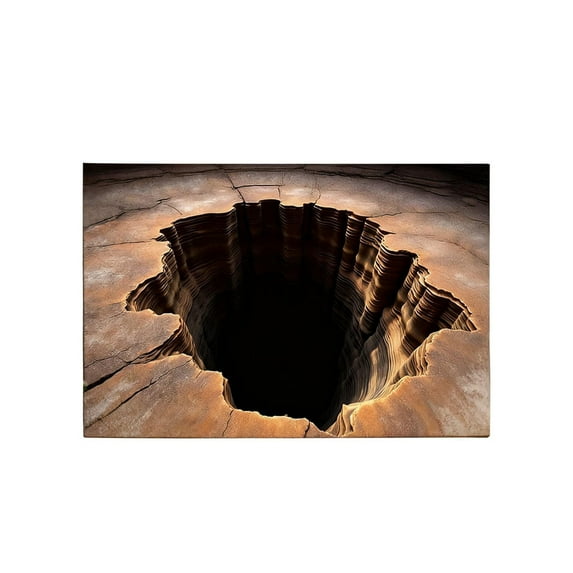 IOTdou Ground Black Hole Rug Optical Illusion Rug 3D Realistic Hole Rug Visual Mat for Door Entrance, Bath, and Stair Zones