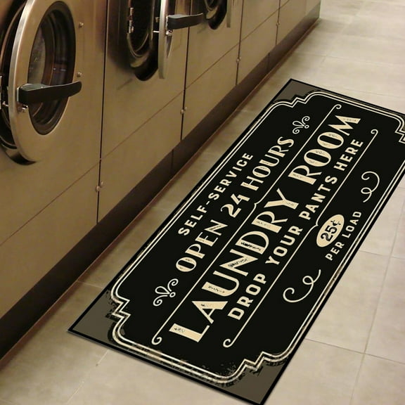 IOTdou Laundry Room Mat, Laundry Runner Rug, 15 x 47 Inch Non Slip Throw Rug with Rubber Backing, Bathroom Floor Mats for Mudroom and Bathroom, Kitchen Mat, Bathroom Rugs, Non Slip Rubber Mat