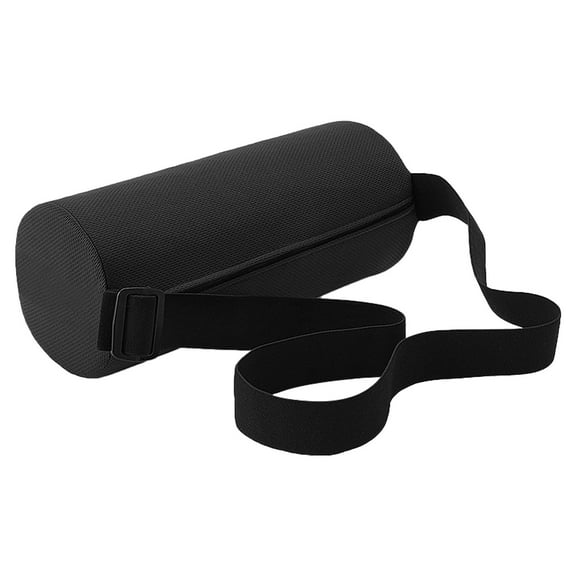IOTdou Lumbar Roll Pillow, 4.7" X 11" Cylindrical Pillow, Black Lumbar Support Pillow, Small Back Support Pillow, Travel Lumbar Pillow with Adjustable Strap & Washable Cover for Office, Chair, Car