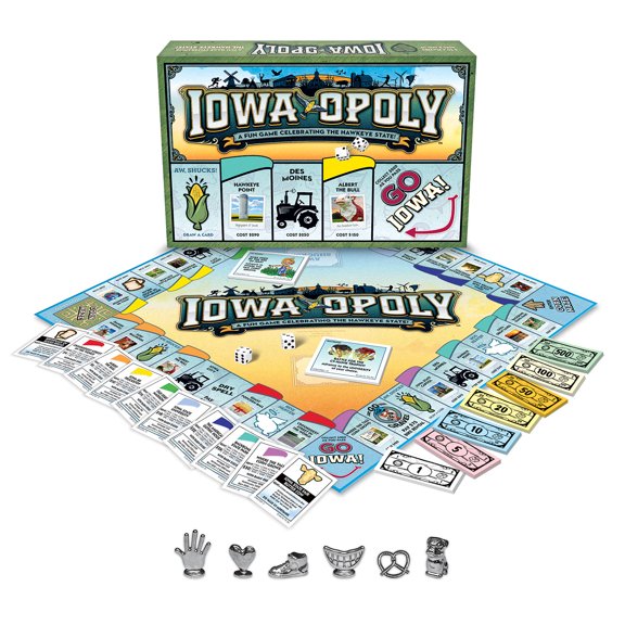 Late For The Sky: Iowa-Opoly - State Themed Opoly-Style Board Game, Landmark Properties, Family Strategy Play, 2-6 Players, Traditional or 1hr Version
