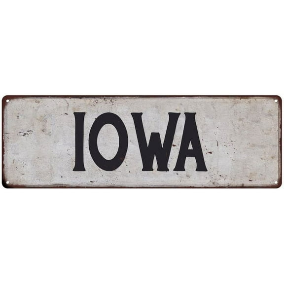 IOWA Vintage Look Rustic Metal 6x18 Sign City State 206180041002