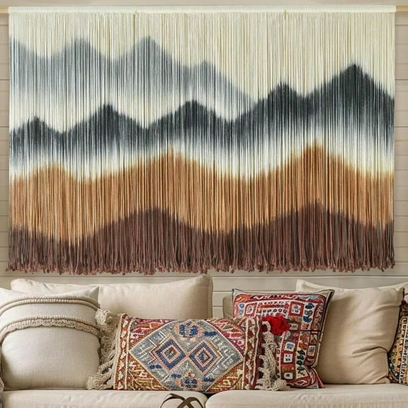 IOWER Macrame Wall Hanging Mountain Wall Art DipDyed Macrame Wall Decor Modern Wall Decor Fiber Wall Art Craftsmanship 57 Wx35 L