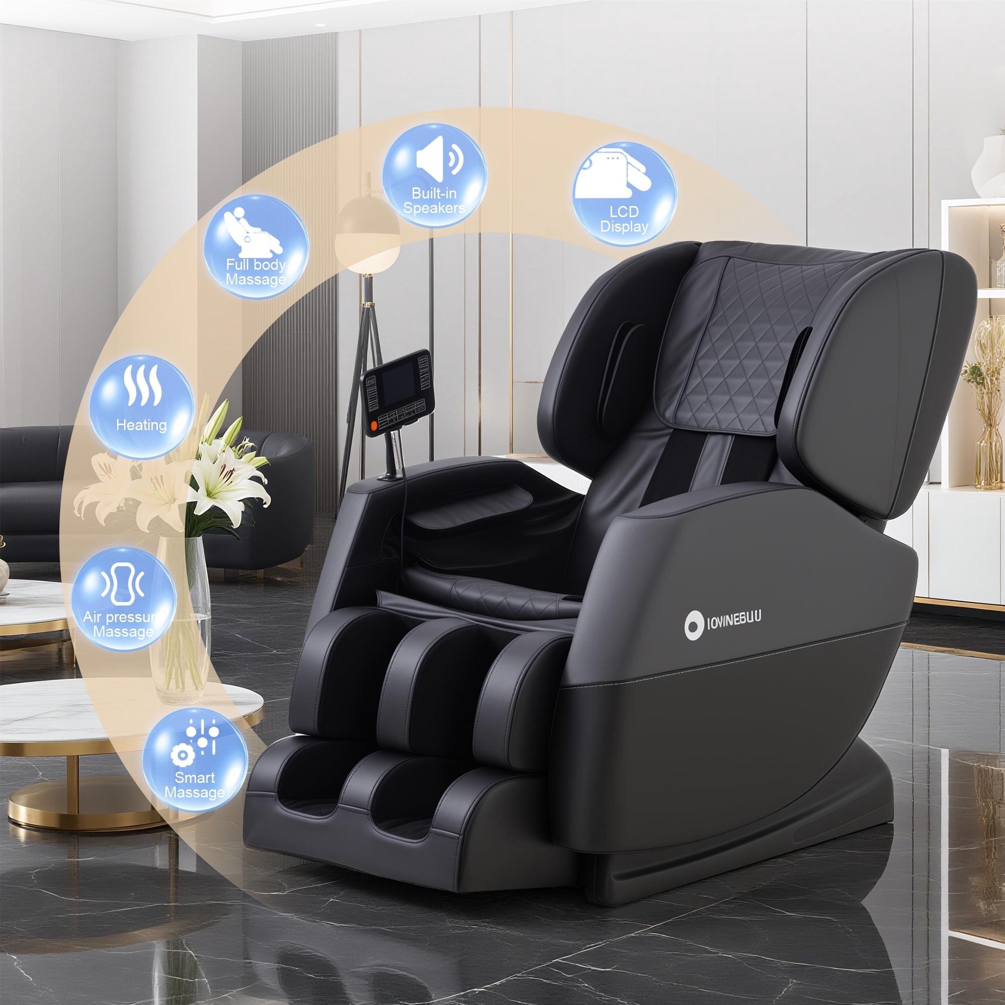 IOWNREALU Full Body Zero Gravity Massage Chair, 10 Rollers Massage, Waist Heating, Lcd Touch Screen, 5.1-5.9 Ft, Male/Female Gift