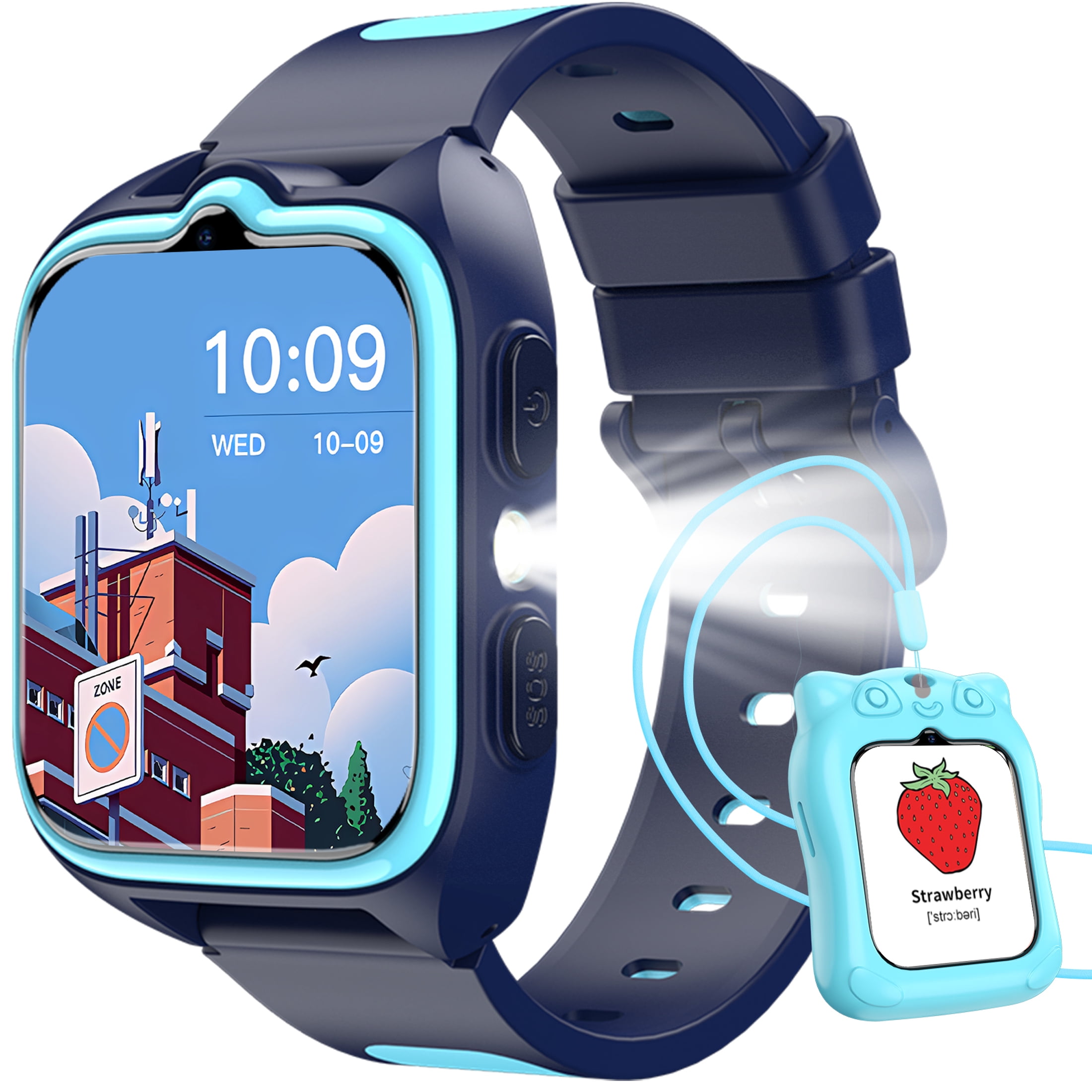 IOWODO Kids Smart Watch for Boys Girls, 32 Games, HD Camera, Music Player, Audiobooks, Flashcards, Habit Tracker, 1.75" Touch Screen, No App Needed, Blue