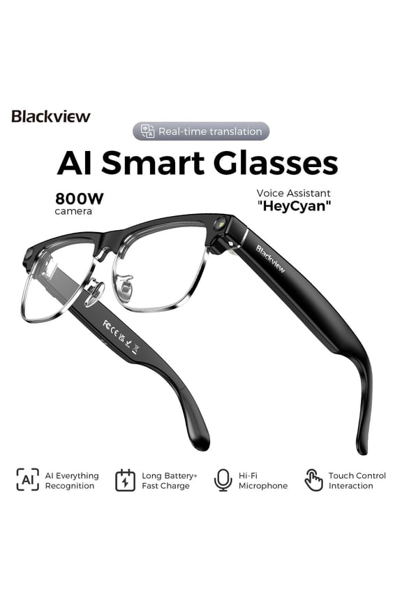 Blackview AI Smart Glasses with 1080P Camera & Polarized Lenses, Built-in Voice Assistant, Real-Time Translation, Photo/Video Recording - Compatible with ChatGPT (Photochromic lenses)