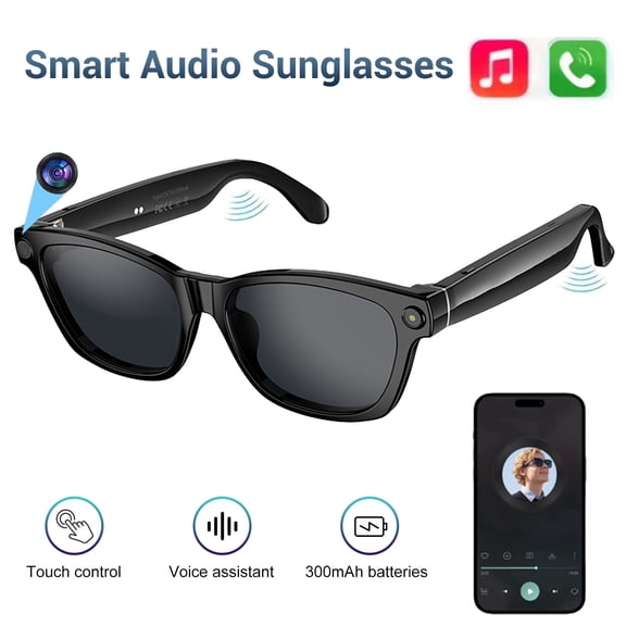 Blackview AI Smart Glasses with 1080P Camera, Polarized Sunglasses Lenses for Real-Time Translation, AI Voice Assistant & Video Recording, ChatGPT Compatible, Unisex HD Wearable Tech (Sunglasses)