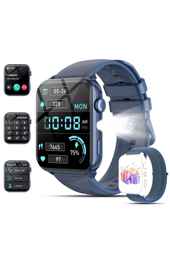 Smart Watch for Women Men, 1.91'' Fitness Tracker with Bluetooth Calling, AI Voice, 100+ Sports Modes, Digital Watch for Android & Iphone, Blue