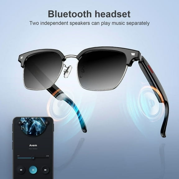 IOWODO Smart Glasses for Men and Women, Open Ear Bluetooth Audio Glasses, Sunglasses Built in Mic & Speakers, Blue Light Filter & UV Pretection Polarized Lenses, IP65 Waterproof Bluetooth Sunglasses