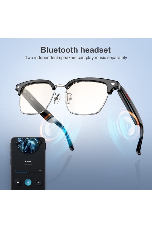 Smart Glasses Open Ear Bluetooth Sunglasses for Men Women 5.0 Bluetooth Smart Sunslasses Touch Control Music Calling with UV Filtered Lenses, Storage Case for Outdoor Running Cycling, Black