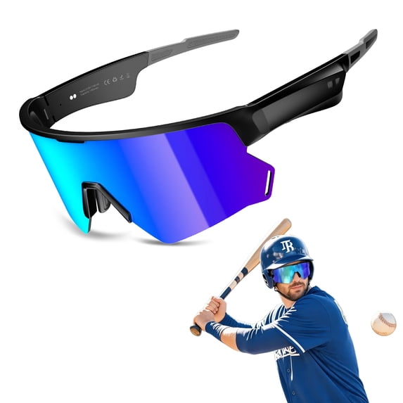 Blackview Smart Bluetooth Glasses with Polarized Lenses - Sports Sunglasses for Men Women, UV400 Protection, Open Ear Speakers, Voice Call Assistant for Outdoor Cycling Running, Blue