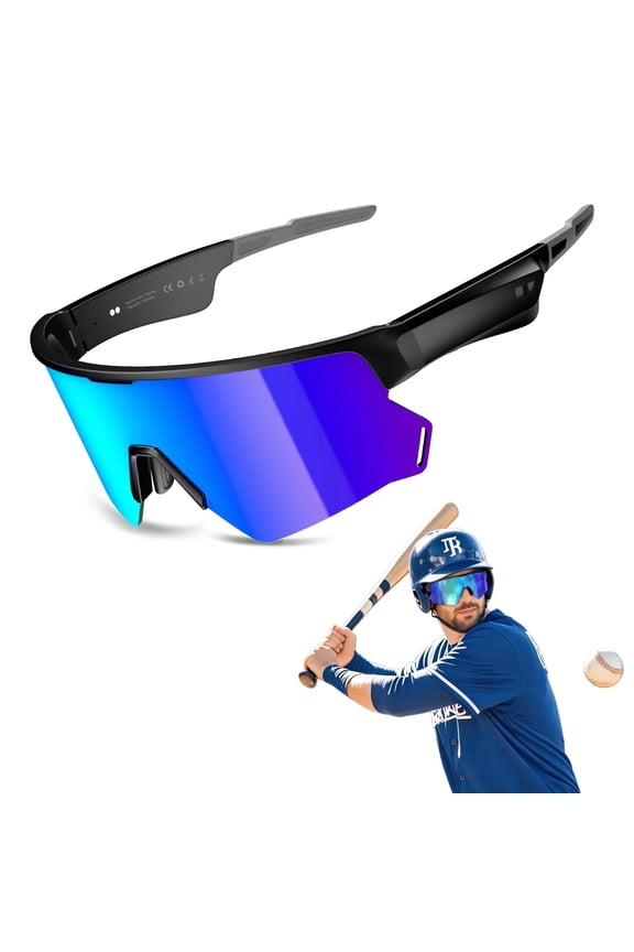 Smart Bluetooth Glasses with Polarized Lenses - Sports Sunglasses for Men Women, UV400 Protection, Open Ear Speakers, Voice Call Assistant for Outdoor Cycling Running, Blue