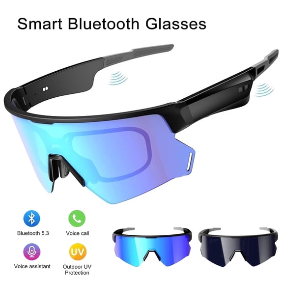 Blackview Smart Bluetooth Glasses with Polarized Lenses - Sports Sunglasses for Men Women, UV400 Protection, Open Ear Speakers, Voice Call Assistant for Outdoor Cycling Running, Blue