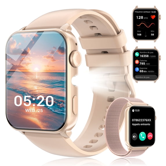 IOWODO Smart Watch for Women, 1.91" Fitness Watch with Answer/Make Call/100+ Sport Modes/Pedometer/IP68 Waterproof, Fitness Tracke Fits for Android/iPhone, Pink