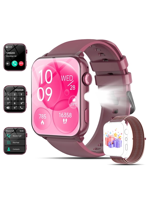 Smart Watch for Women and Men, 1.91'' Bluetooth Calling Digital Watch, Fitness Tracker, 100+ Sports Modes, IP68 Waterproof, Android iPhone Compatible, Purple