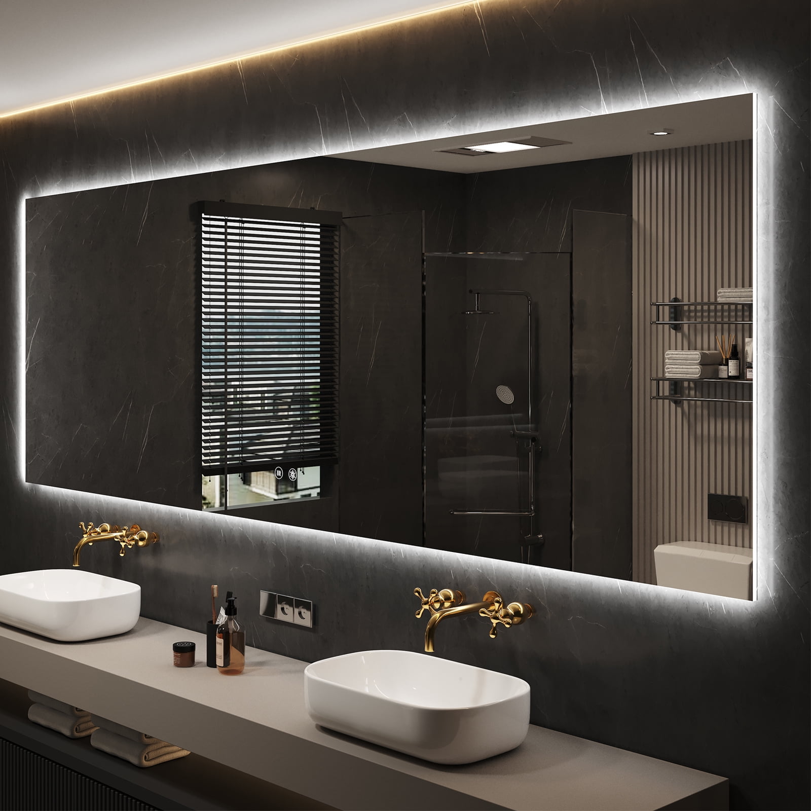 Toreno 600x800mm LED Bathroom Mirror Incl. Digital Clock, Anti-Fog