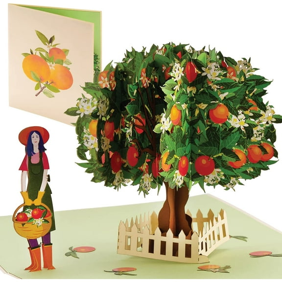IOYOUNOW Orange Tree Pop Up Card 6x6 Inch pop up greeting cards | Perfect for All Occasions - Best Paper Greetings 3D Pop Up Card for Nature Lovers, Symbol of Prosperity and Happiness