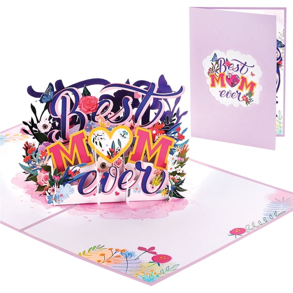IOYOUNOW Paper Pop Up Card for Best Mom- 5x7 Pop Up Best Ever Greetings Card for Moms, Mothers Day Greetings Card | Happy Birthday Card for Mothers Best Paper Greetings 3D Pop Up Card