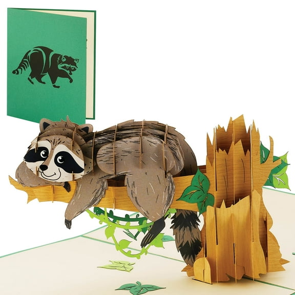 IOYOUNOW Raccoon Pop Up Card  6x12 Inch Greetings Card with Amazing 3D Raccoon Design | Perfect for Birthdays, Thanks Giving