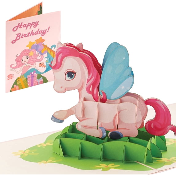 IOYOUNOW Unicorn Pop up Birthday Card – 6x6 Inches Greetings Card, 3D Popup Card for Kids Special Day - Sparkle and Shine on Any Occasion, Pop-up Art