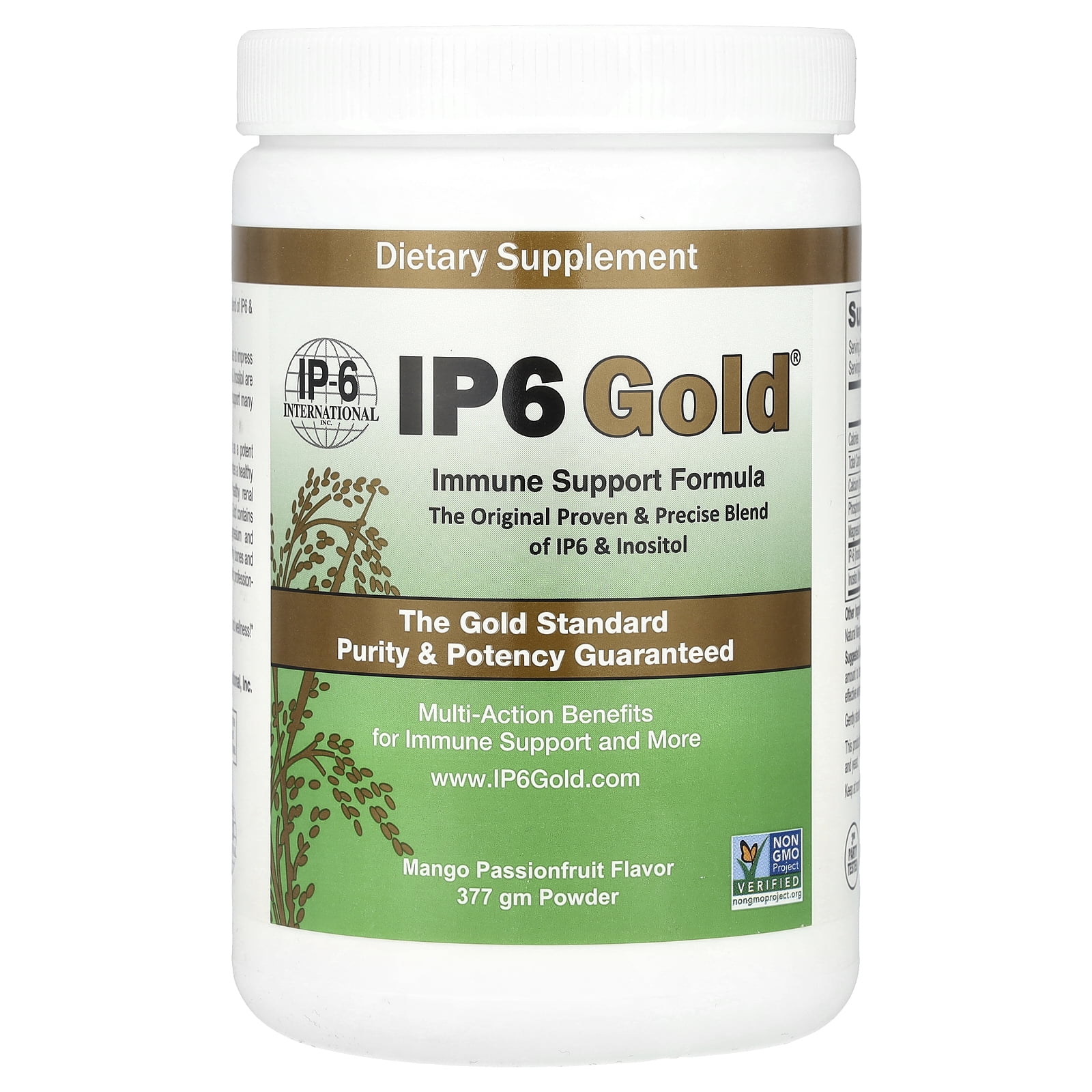 IP-6 International IP6 Gold&reg;, Immune Support Formula Powder, Mango Passionfruit, 377 gm