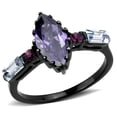 thumbnail image 1 of IP Black(Ion Plating) Stainless Steel Ring with AAA Grade CZ in Amethyst for Women Amethyst Stone Color Style TK3456 Size 8, 1 of 4