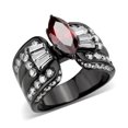 thumbnail image 1 of IP Black (Ion Plating) Stainless Steel Ring with AAA Grade CZ in Garnet for Women Style TK3776 Size 8, 1 of 5