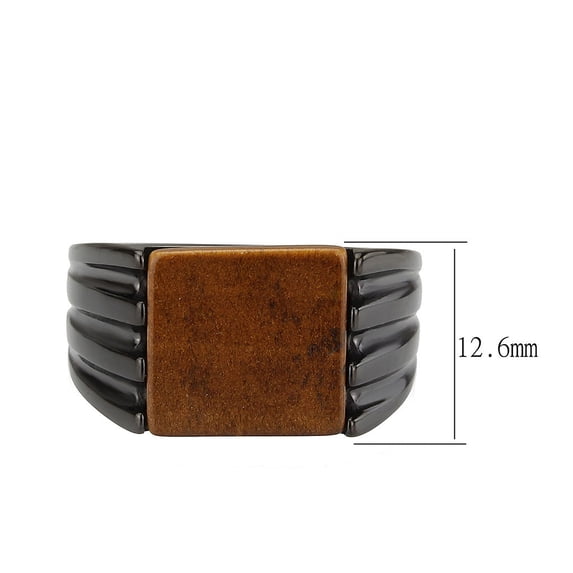 IP Black (Ion Plating) Stainless Steel Ring with Semi-Precious in Topaz for Women Style TK3766 Size 10