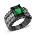 thumbnail image 1 of IP Black Ion Plating Stainless Steel Ring with Synthetic Stone, Emerald - Size 5, 1 of 1
