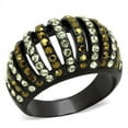 thumbnail image 1 of IP Black Ion Plating Stainless Steel Ring with Top Grade Crystal, Multi Color - Size 8, 1 of 1
