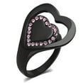 thumbnail image 1 of IP Black(Ion Plating) Stainless Steel Ring with Top Grade Crystal in Light Rose for Women Light Rose Stone Color Style TK1737 Size 5, 1 of 4