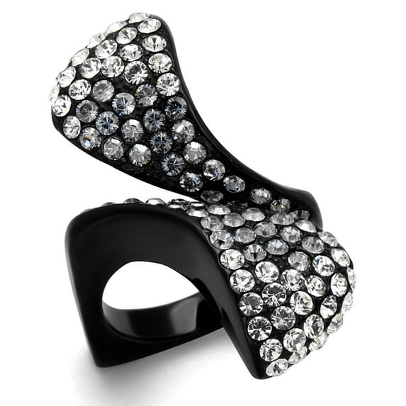 IP Black(Ion Plating) Stainless Steel Ring with Top Grade Crystal in Montana for Women Montana Stone Color Style TK2360 Size 7