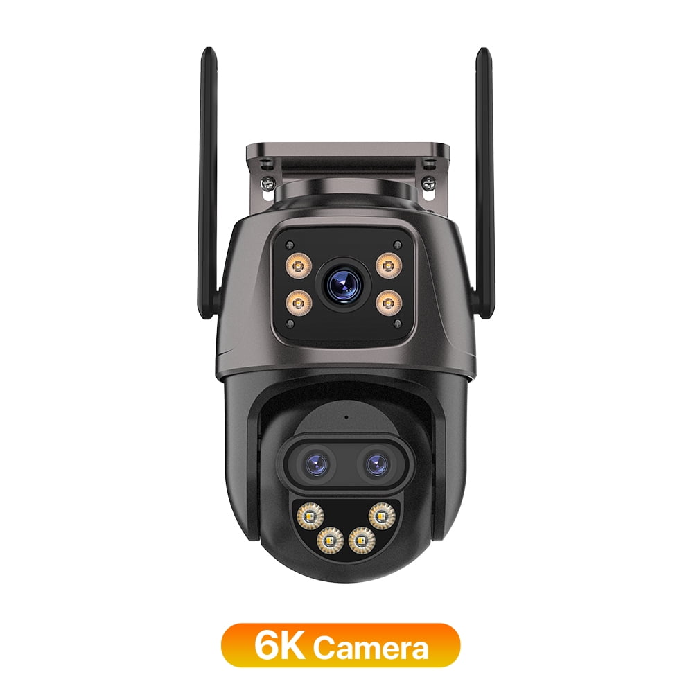 IP Camera 6K 9MP HD WiFi Outdoor Camera 8x Zoom Three Lens Dual Screen Home Security PTZ Camera 6MP Video Surveillance