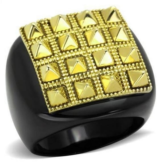 IP Gold & IP Black Ion Plating Stainless Steel Ring with No Stone, Size 5