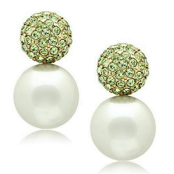 IP Gold Ion Plating Brass Earrings with Synthetic Pearl, White