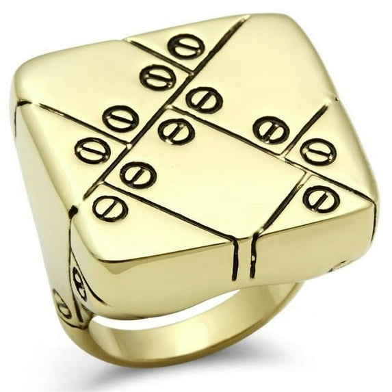IP Gold Ion Plating Brass Ring with Epoxy, Jet - Size 10