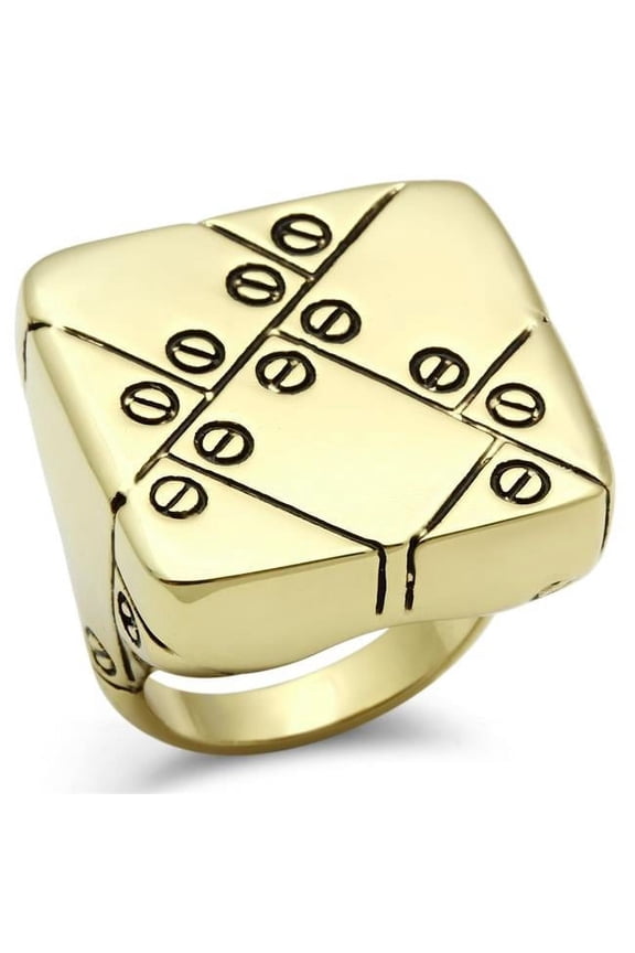 IP Gold Ion Plating Brass Ring with Epoxy, Jet - Size 5