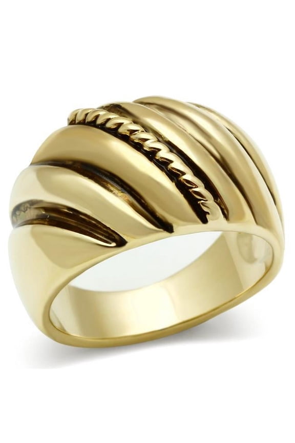 IP Gold Ion Plating Brass Ring with Epoxy, Jet - Size 9