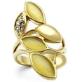 thumbnail image 1 of IP Gold Ion Plating Brass Ring with Synthetic Cat Eye, Citrine Yellow - Size 9, 1 of 1