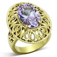 thumbnail image 1 of IP Gold(Ion Plating) Stainless Steel Ring with AAA Grade CZ in Light Amethyst for Women Style TK1110, 1 of 4