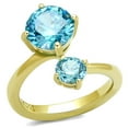 thumbnail image 1 of IP Gold(Ion Plating) Stainless Steel Ring with AAA Grade CZ in Sea Blue for Women Sea Blue Stone Color Style TK3092 Size 9, 1 of 4