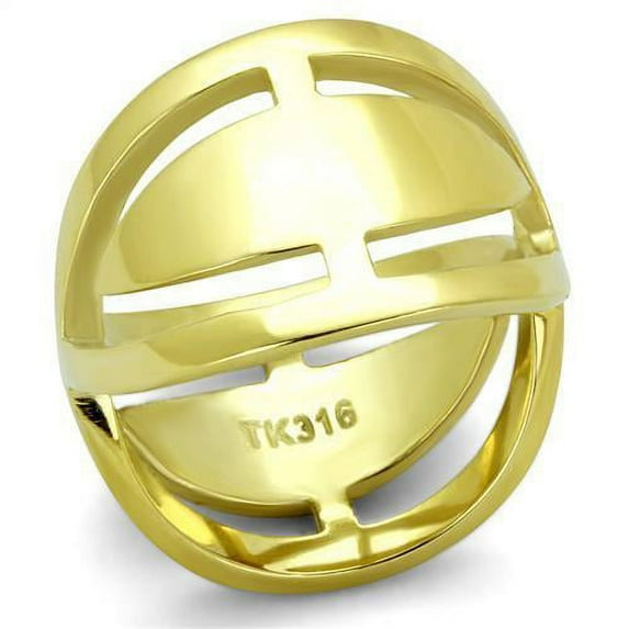 IP Gold(Ion Plating) Stainless Steel Ring with No Stone for Women Minimalist Theme No Stone Stone Color Style TK2157 Size 10
