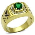 thumbnail image 1 of IP Gold(Ion Plating) Stainless Steel Ring with Synthetic Synthetic Glass in Emerald for Women Emerald Stone Color Style TK764 Size 13, 1 of 4