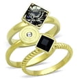 thumbnail image 1 of IP Gold Ion Plating Stainless Steel Ring with Top Grade Crystal, Jet - Size 5, 1 of 1
