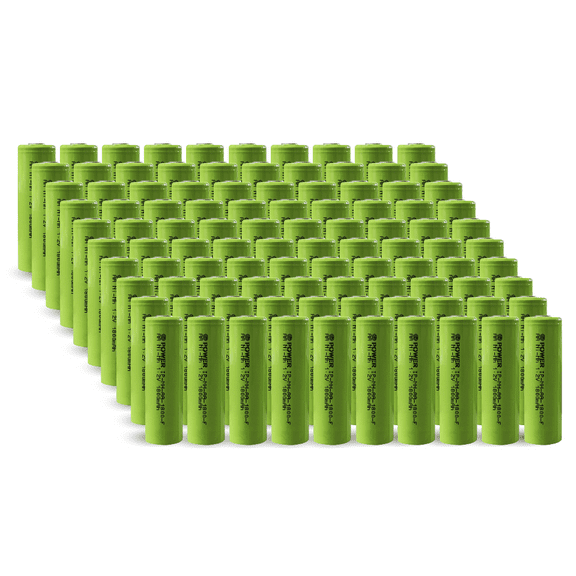 IP POWER NiMh Nickel Metal Hydride AA 1.2V 1800mAh Rechargeable Flat Top Battery (No Tabs) - 100 Pack