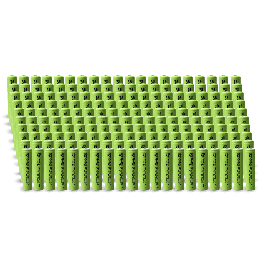 IP POWER NiMh Nickel Metal Hydride AAA 1.2V 1000mAh Rechargeable Flat Top Battery (No Tabs) - 200 Pack