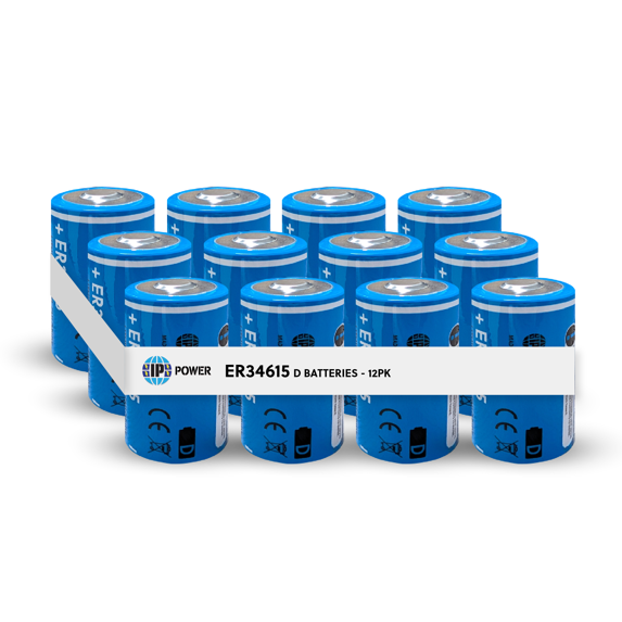 IP Power ER34615 D size 3.6V 19Ah Lithium Primary Battery (Non Rechargeable) for Specialized Devices - 12 Pack