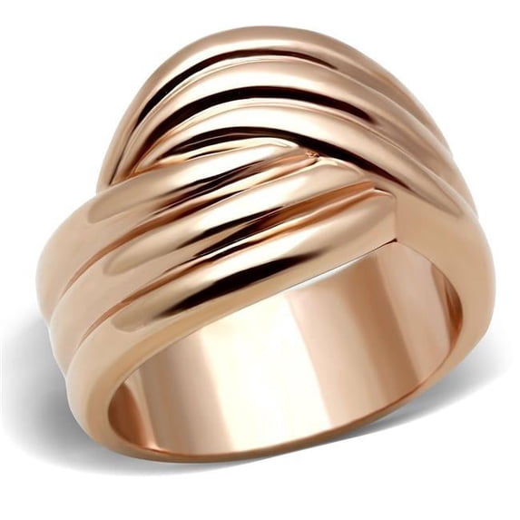 IP Rose Gold Ion Plating Brass Ring with No Stone, Size 5