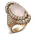 thumbnail image 1 of IP Rose Gold Ion Plating Brass Ring with Precious Stone Pink Crystal, Light Rose - Size 9, 1 of 1